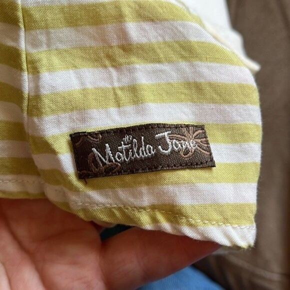 Matilda Jane White & Citron Yellow Ventriloquist Top Stripes Tunic Top Size M - Picture 7 of 8